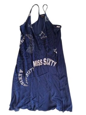 Miss Sixty Navy Logo Slip Tank Dress